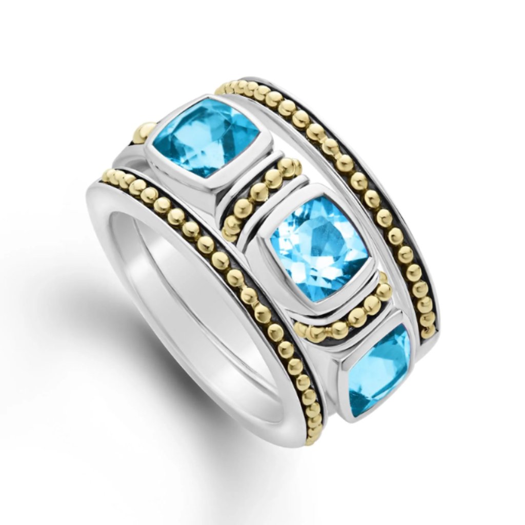 Rittenhouse Swiss Blue Topaz Stacking Rings From Lagos Sz 7 990$